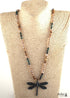 Boho Necklace, RH Amazonite Jasper, Dragonfly Brown Natural Stone